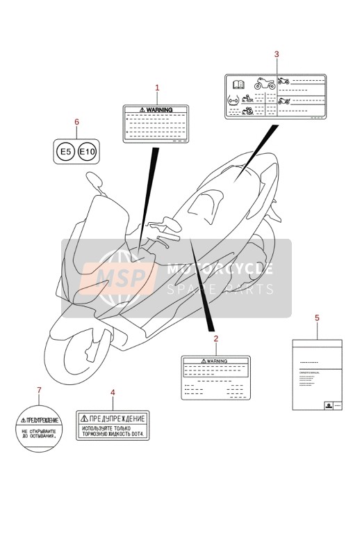 Suzuki AN400A BURGMAN 2019 Etiqueta (EU) para un 2019 Suzuki AN400A BURGMAN